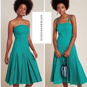 NWT Anthropologie Lelia Eyelet Green Midi Dress